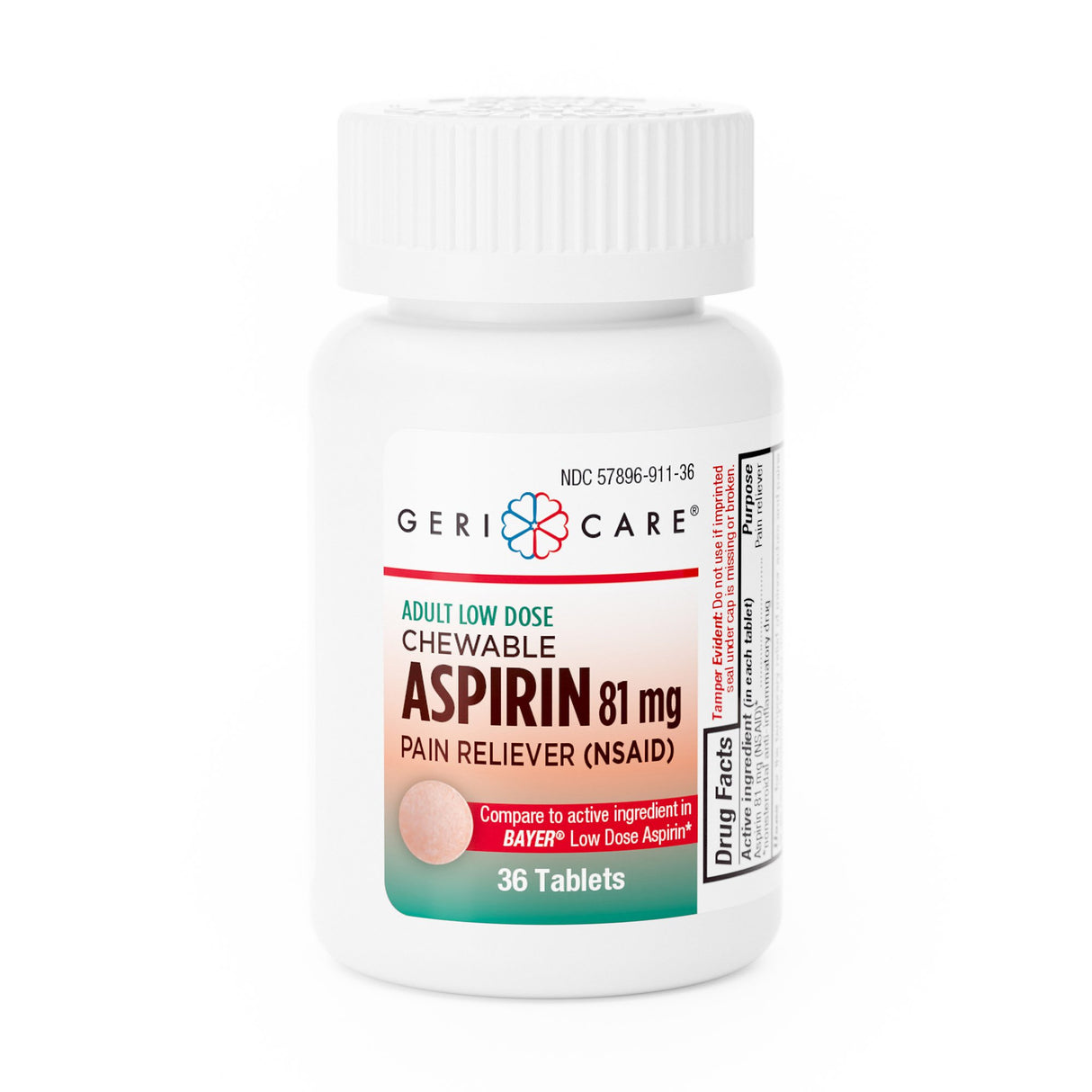 Geri-Care 81 mg Chewable Aspirin – 36ct