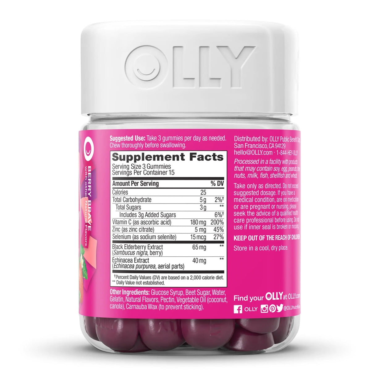 OLLY Active Immunity + Elderberry Gummy Supplement - 45ct | supplement facts