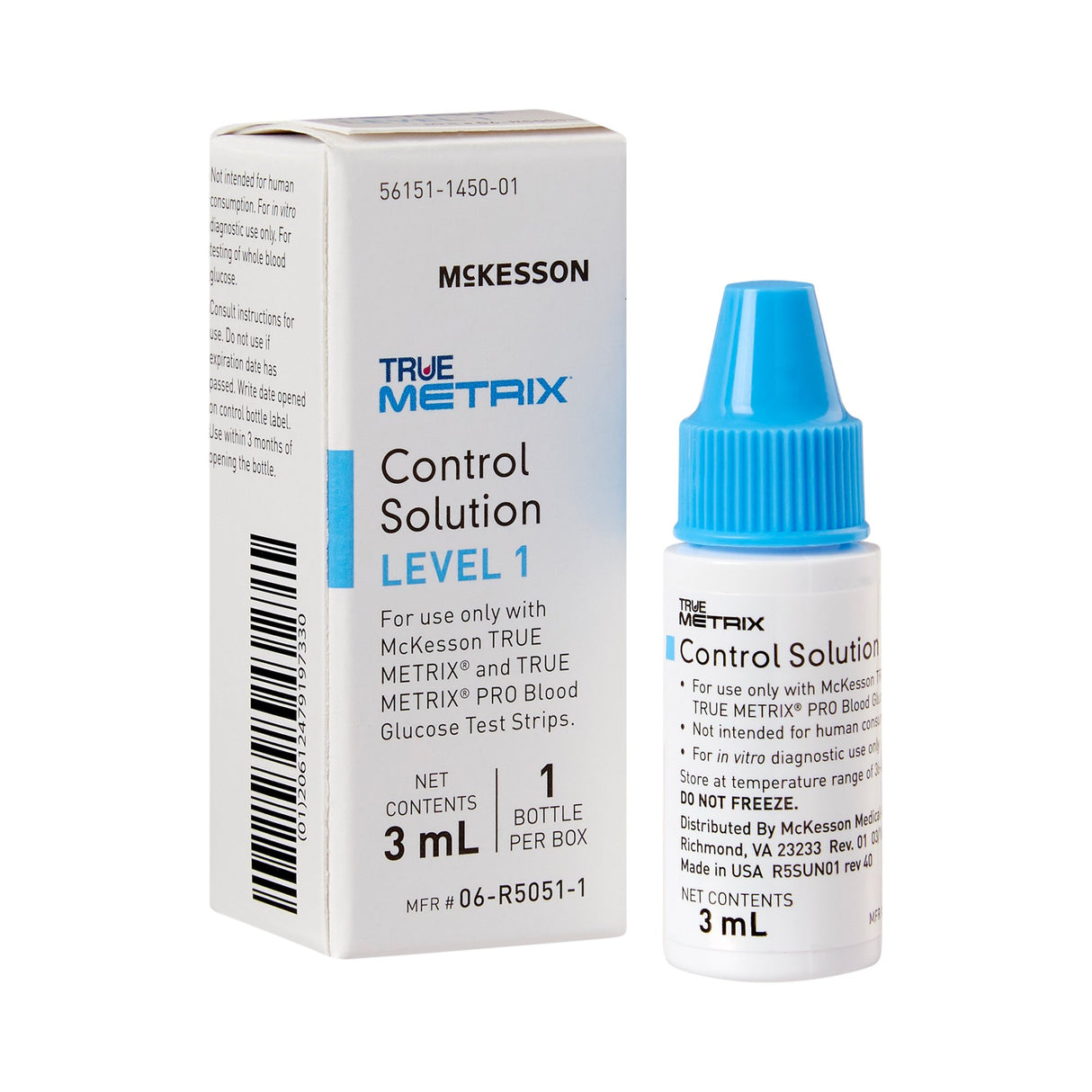 TRUE METRIX Blood Glucose Control Solution – Level 1 (3 mL) | Case of 24