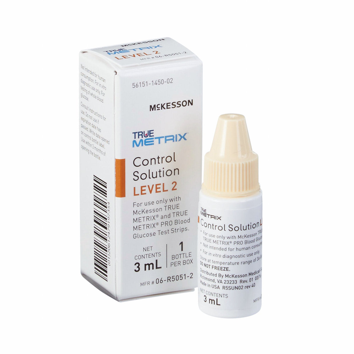 TRUE METRIX Blood Glucose Control Solution – Level 2 (3 mL) | Case of 24